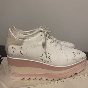 White and pink Stella McCartney Elyse platform shoes